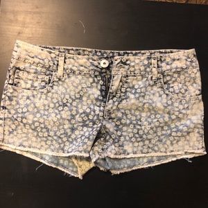 Floral denim shorts